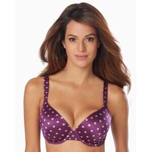 Soma 0315 Enhancing Shape Full Coverage Purple Polka Dot Underwire Bra Sz 36DD